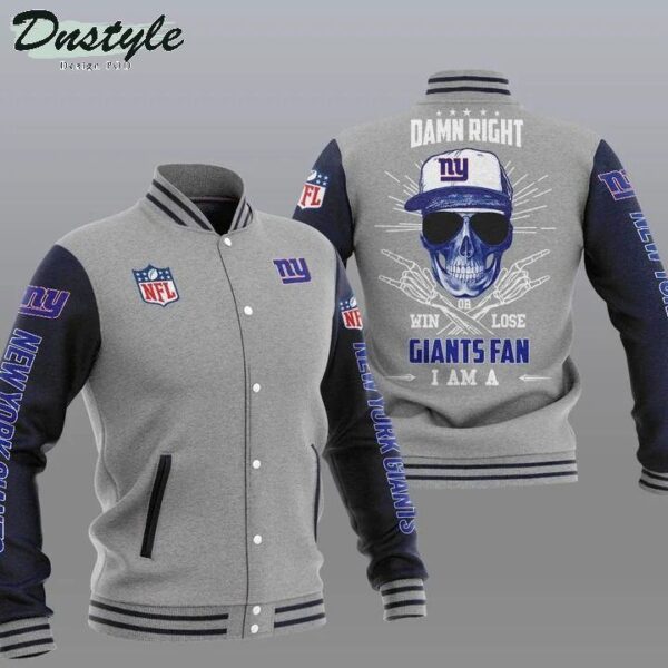 NFL New York Giants Grey Damn Right Baseball Jacket