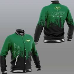 NFL New York Jets Green Black Baseball Jacket V2