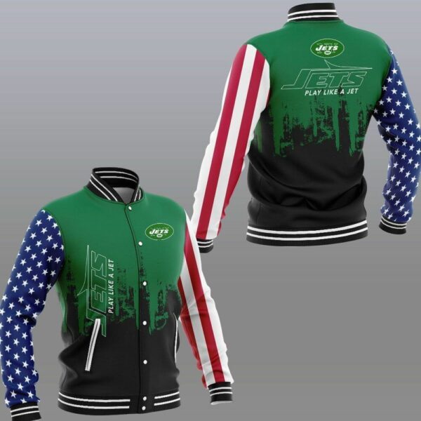 NFL New York Jets Green Black Baseball Jacket V3