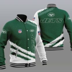 NFL New York Jets Green White Baseball Jacket V3