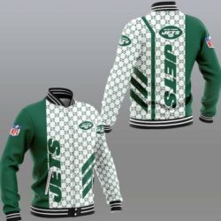NFL New York Jets White Green Baseball Jacket V2