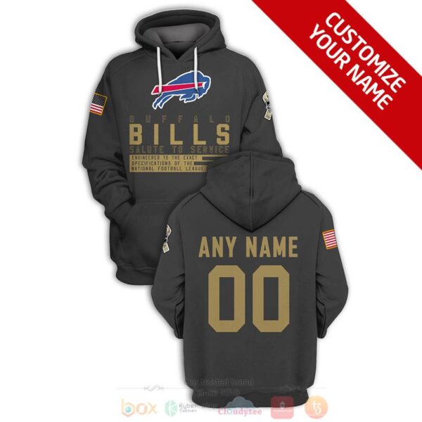 NFL Personalized Buffalo Bills Salute To Service Black Custom 3D Hoodie for fan