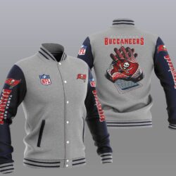 NFL Tampa Bay Buccaneers Grey Blue Baseball Jacket