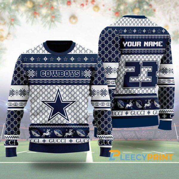 Personalize Dallas Cowboys 2023 Football Unisex Christmas Ugly Sweater Dallas Cowboys Ugly Christmas Sweater