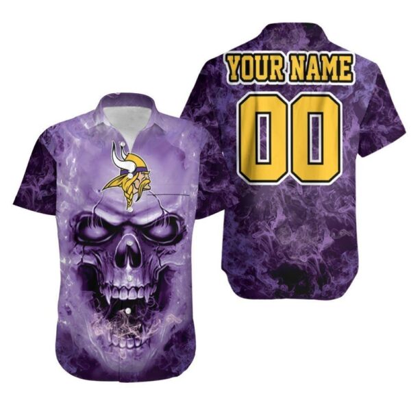 Personalized Beach Shirt Minnesota Vikings Skull For Vikings Fan NFL Hawaiian Shirt