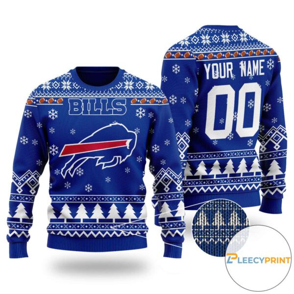 Personalized Buffalo Bills Custom Name Number Ugly Sweater Buffalo Bills Christmas Sweater