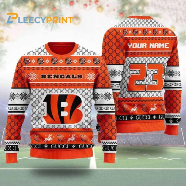 Personalized Cincinnati Bengals Gucci Ugly Christmas Sweater Bengals Ugly Christmas Sweater