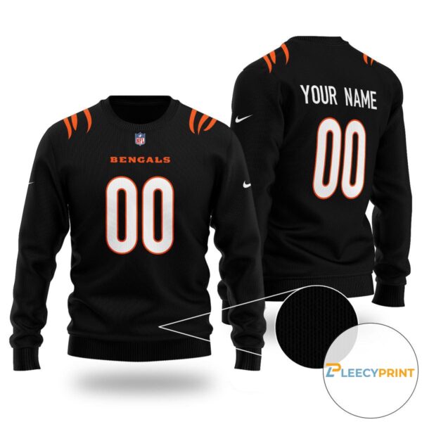 Personalized Cincinnati Bengals NFL Black Ugly Christmas Sweater Cincinnati Bengals Ugly Sweater