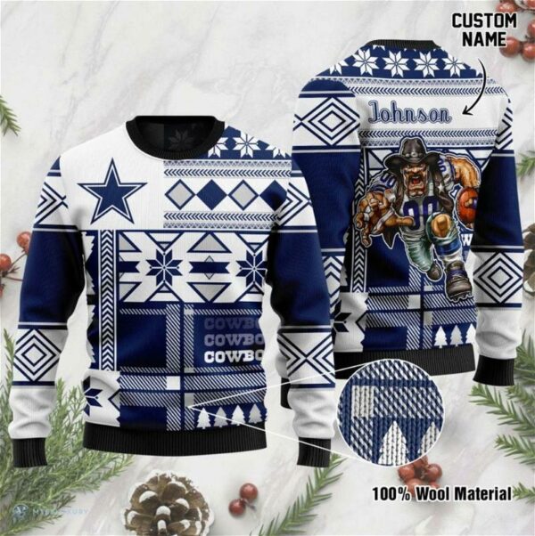Personalized Dallas Cowboys Mascot Ugly Sweater Cowboys Ugly Sweater