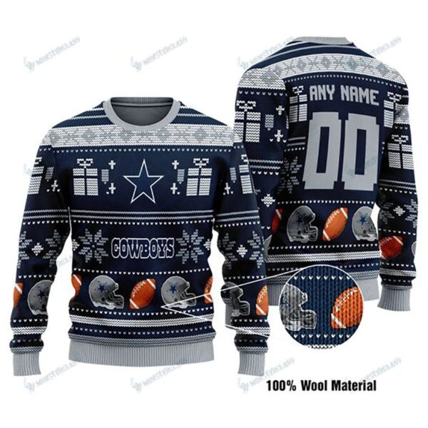 Personalized Dallas Cowboys Woolen Ugly Christmas Sweater Football Gift For Fan Cowboys Ugly Sweater