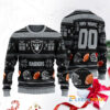 Personalized Las Vegas Raiders NFL Custom Name Number Black Christmas Sweater Personalized Las Vegas Raiders NFL Custom Name Number Black Christmas Sweater