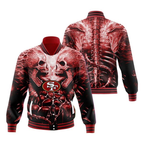 San Francisco 49ers 3D red skull baseball Jacket Sports coat for fan