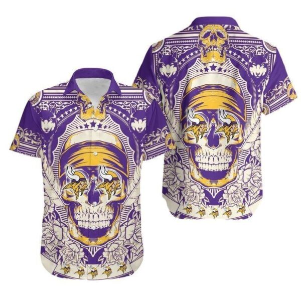 Skull NFL Minnesota Vikings Hawaiian Shirt For Fans