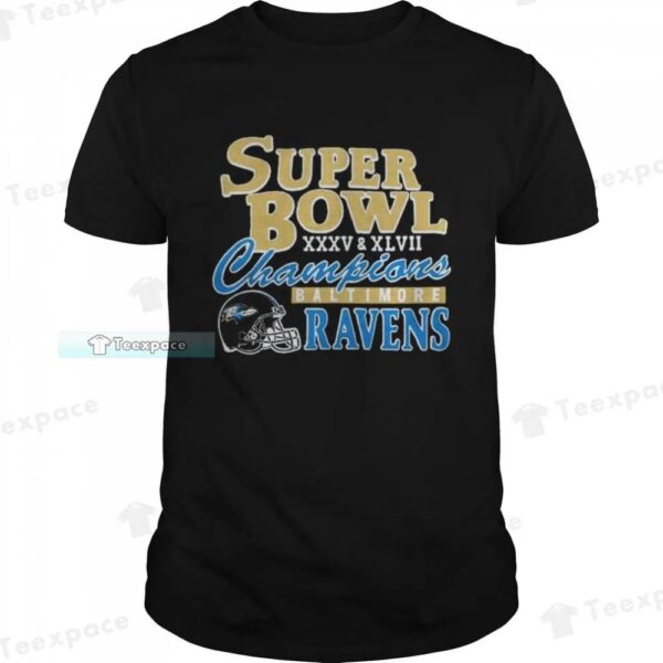 2 Time Super Bowl Champions Baltimore Ravens Shirt