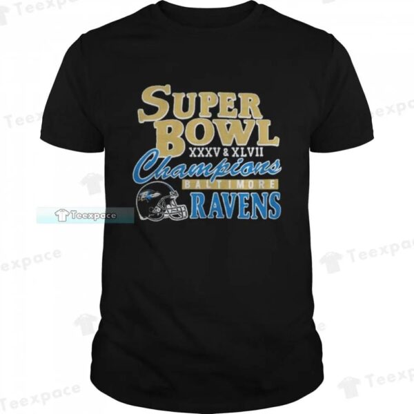 2 Time Super Bowl Champions Baltimore Ravens Shirt 1