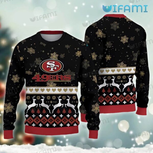 49ers NFL ugly Christmas Sweater Reindeer San Francisco 49ers black edition