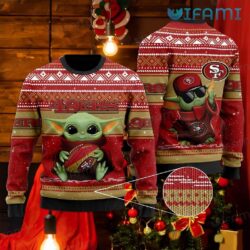 49ers Ugly Christmas Sweater Baby Yoda Hugging Ball San Francisco 49ers Gift