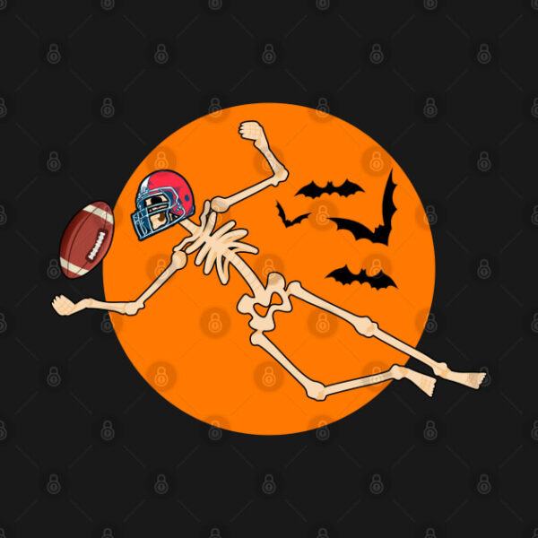 American Football Skeleton Halloween Men Boys Football Fan T Shirt 2