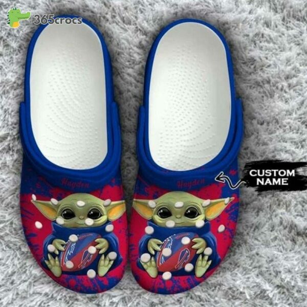 Baby Yoda Buffalo Bills Custom Name Crocs Clog Shoes