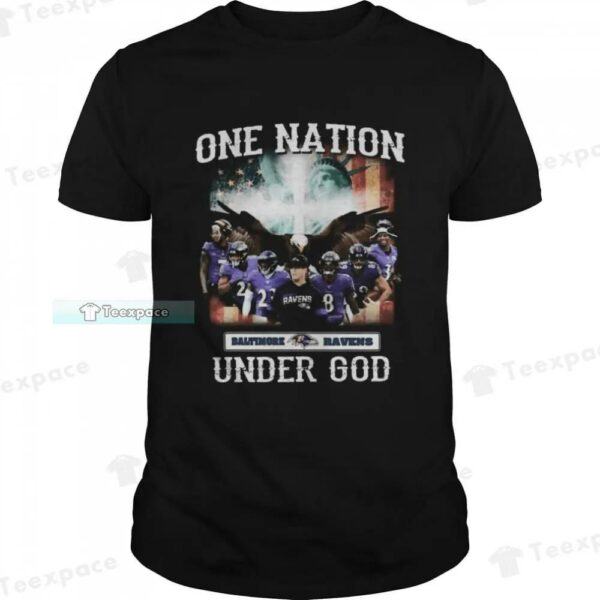 Baltimore Ravens One Nation Under God American Flag Shirt 1