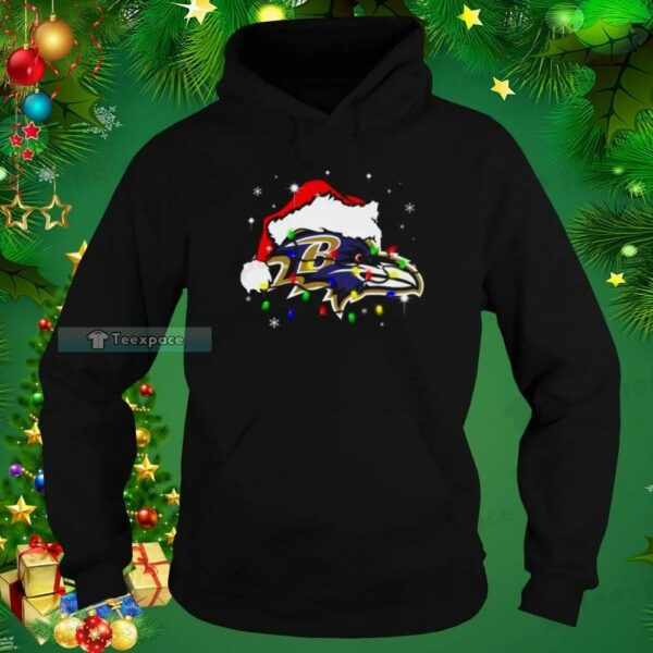 Baltimore Ravens Santa Logo Lights Christmas Shirt 2