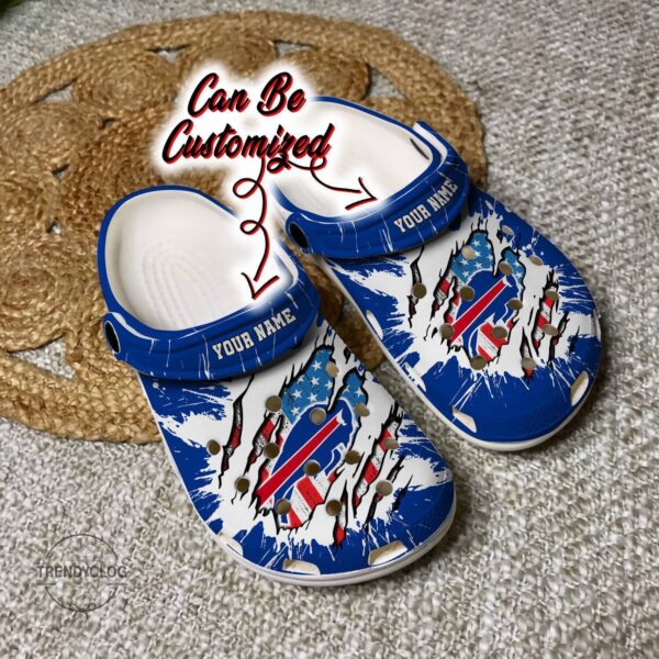 Bills Crocs Personalized BBills Football Ripped American Flag Clog Shoes