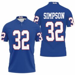 Buffalo Bills 32 O J Simpson Men Royal Vintage Jersey Inspired Style 3D Polo Shirt