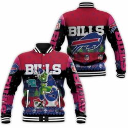 Buffalo Bills nfl Christmas, Grinch In Toilet Knitting Pattern 3D Baseball Jacket