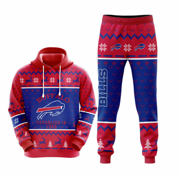 Buffalo Bills nfl Christmas Tracksuit Outfits Casual Hoodie Set Pants Sweatsuit Gift