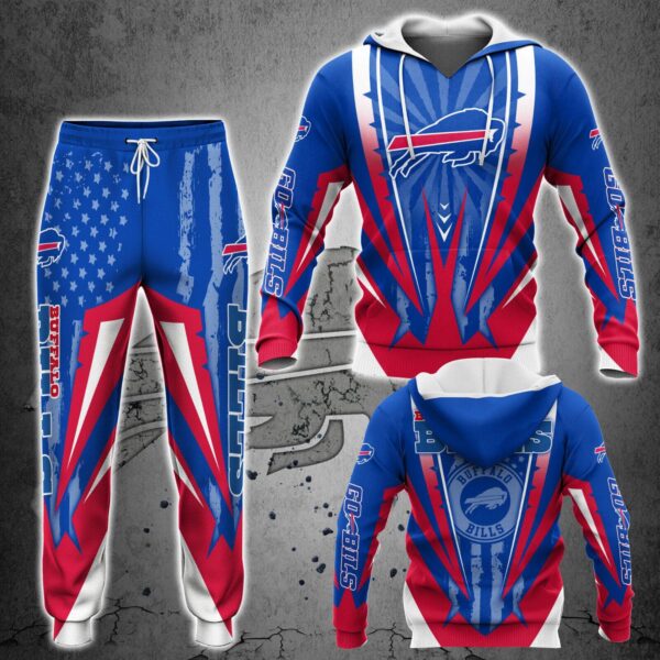 Buffalo Bills nfl Mens Tracksuit Set 2 Piece Hooded Sweatsuit Jogging Suit fan Gift v2