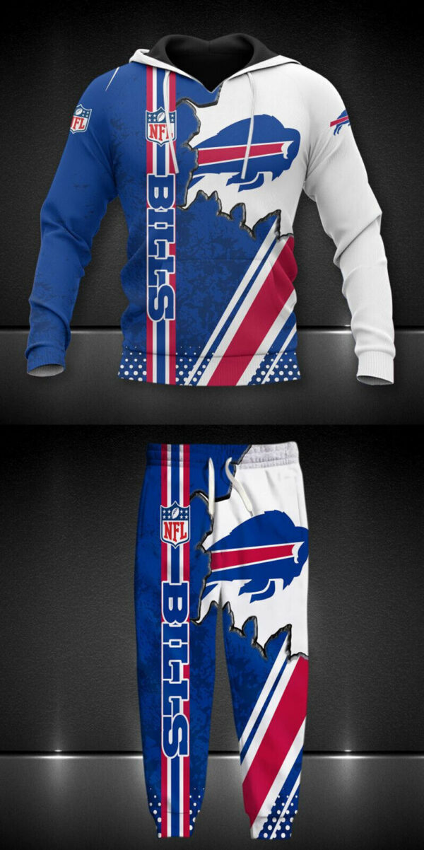 Buffalo Bills nfl Mens Tracksuit Set 2 Piece Hooded Sweatsuit Jogging Suit fan Gift v3