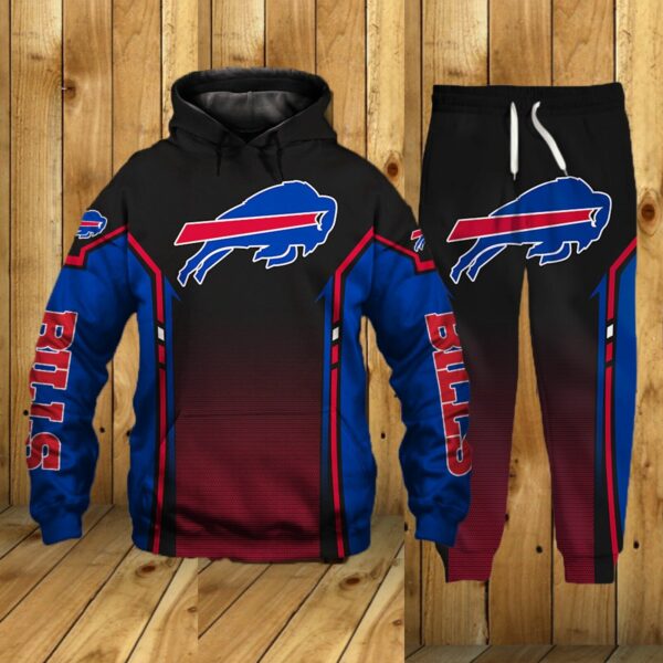 Buffalo Bills nfl Mens Tracksuit Set 2 Piece Hooded Sweatsuit Jogging Suit fan Gift v4