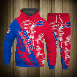 Buffalo Bills nfl Men's Tracksuit Set 2 Piece Hooded Sweatsuit Jogging Suit fan Gift v5