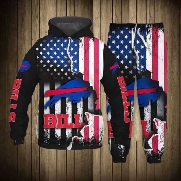 Buffalo Bills nfl Para flag american 3D Set hoodie and pant custom for fan