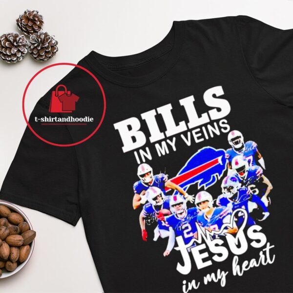 Buffalo Bills nfl in my Veins Jesus in my heart signatures shirt