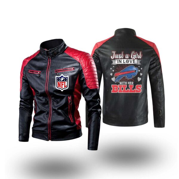 Buffalo Bills nfl just a girl in love with her bills Classic Biker Leather Jacket custom