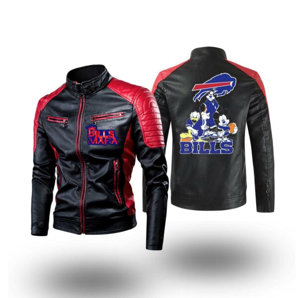 Buffalo Bills nfl mickey donal duck Classic Biker Leather Jacket custom