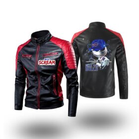 Buffalo Bills nfl skellington halloween 2023 Classic Biker Leather Jacket custom v1