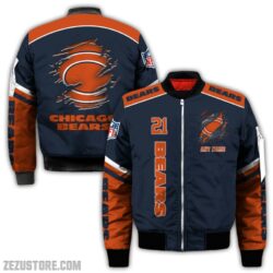 Chicago Bears NFL all over 3D Bomber jacket, fooball gift for fan