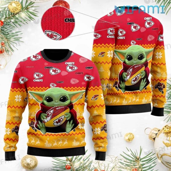 Chiefs Christmas Sweater Baby Yoda Mascot Logo Kansas City Chiefs Gift