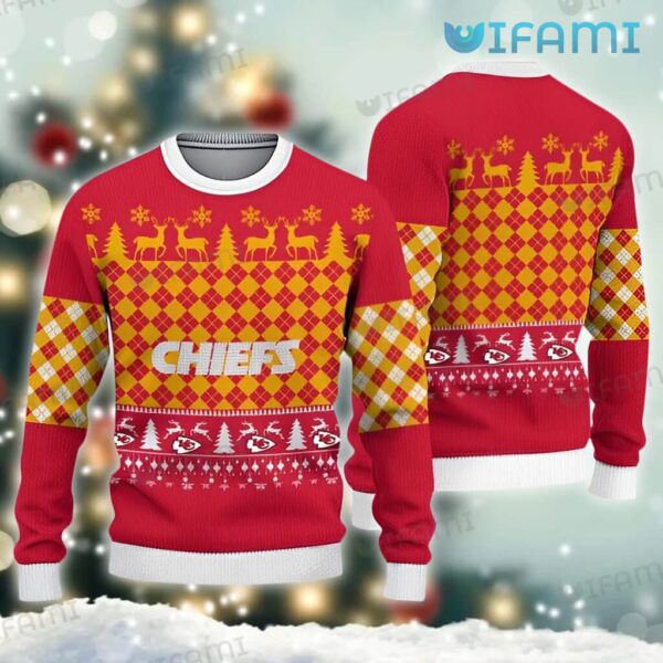 Chiefs Christmas Sweater Checkerboard Pattern Kansas City Chiefs Gift