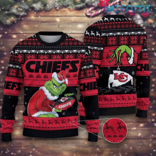 Chiefs Christmas Sweater Grinch Stole Logo Kansas City Chiefs Gift