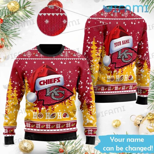 Chiefs Christmas Sweater Santa Hat Ho Ho Ho Custom Kansas City Chiefs Gift