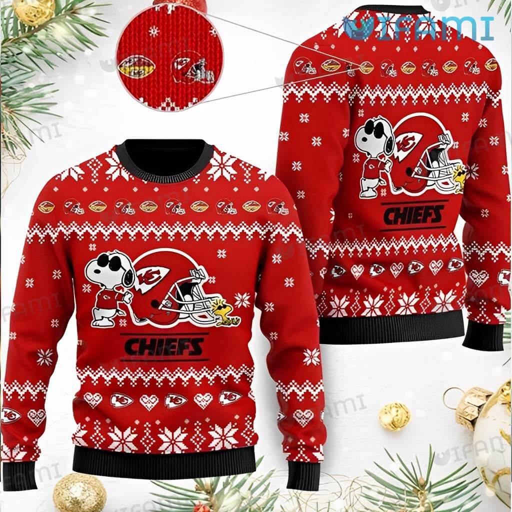 Chiefs Christmas Sweater Snoopy Woodstock Football Helmet Kansas City ...