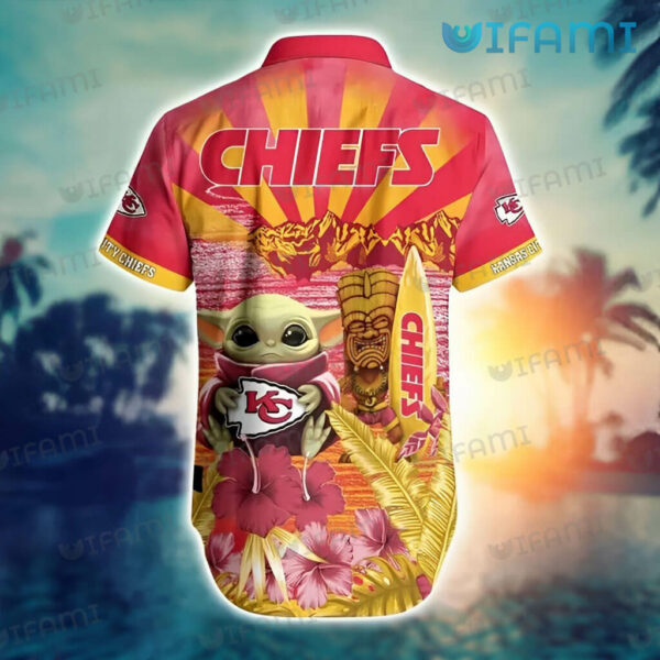 Chiefs Hawaiian Shirt Baby Yoda Tiki Mask Surfboard Kansas City Chiefs Gift 2