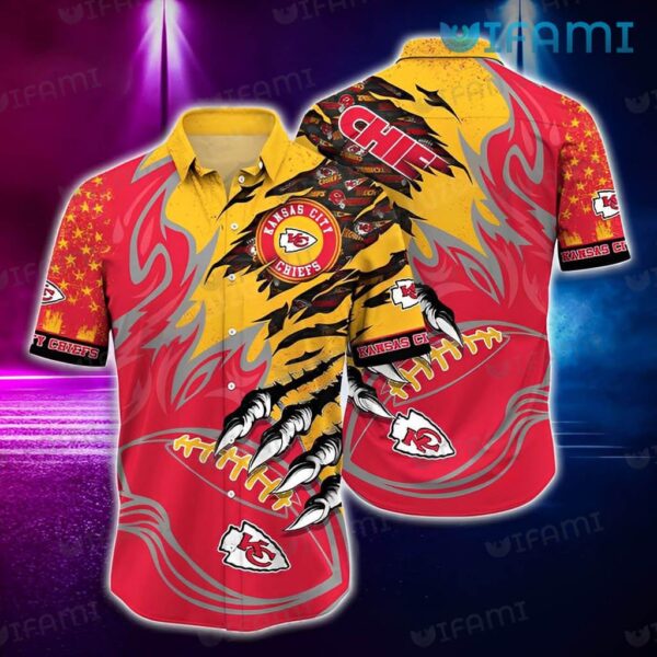 Chiefs Hawaiian Shirt Claws Football On Fire Kansas City Chiefs Gift