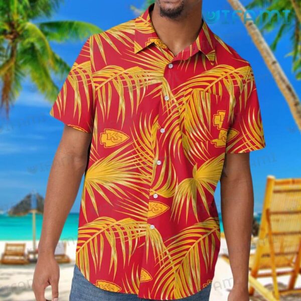 Chiefs Hawaiian Shirt Gold Palm Leaf Logo Pattern Kansas City Gift 1