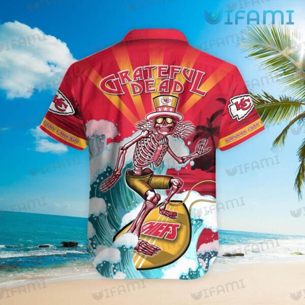 Chiefs Hawaiian Shirt Grateful Dead Skeleton Surfing Kansas City Gift 2