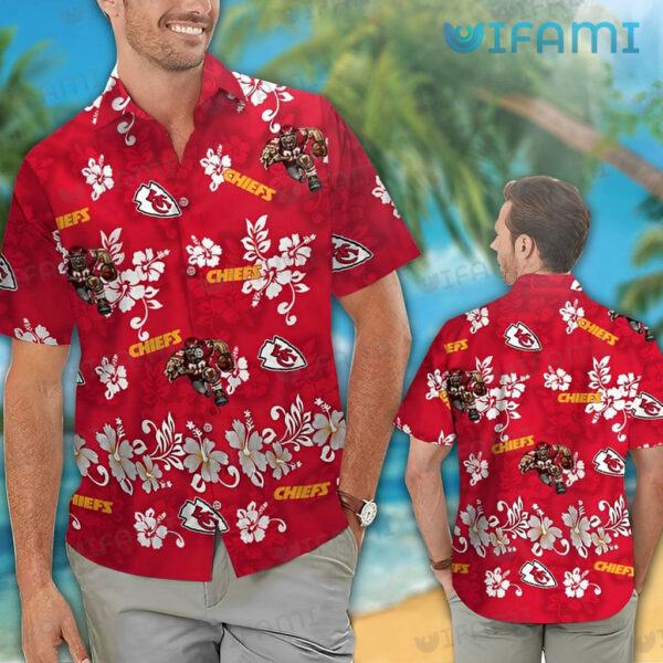 Chiefs Hawaiian Shirt Mascot Hibiscus Pattern Kansas City Gift 1
