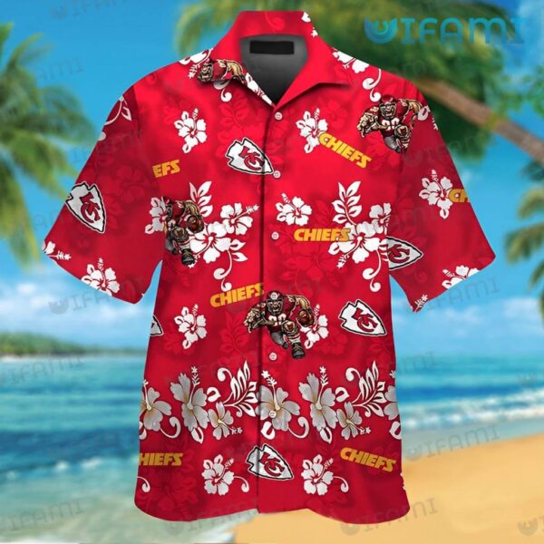Chiefs Hawaiian Shirt Mascot Hibiscus Pattern Kansas City Gift 2